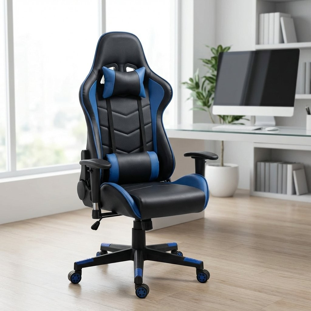 Modern Blue Leather Gaming Chair Gaming Chair Supplier in Kenya. gaming chair, ergonomic gaming chair, racing gaming chair, high back gaming chair, adjustable gaming chair, swivel gaming chair, recliner gaming chair, lumbar support gaming chair, gaming chair with footrest, gaming chair with headrest, leather gaming chair, PU leather gaming chair, breathable mesh gaming chair, pro gaming chair, modern gaming chair, premium gaming chair, affordable gaming chair, comfortable gaming chair, gaming chair with armrests, RGB gaming chair, esports gaming chair, computer gaming chair, streamers gaming chair, office gaming chair, racing style chair, bucket seat gaming chair, heavy duty gaming chair, durable gaming chair, ergonomic chair for gaming, gaming chair for long hours, gaming setup chair, PC gaming chair, console gaming chair, home gaming chair, gaming desk chair, adjustable height gaming chair, reclining office gaming chair, 180 degree gaming chair, 135 degree recline gaming chair, gaming chair with wheels, stylish gaming chair, professional gaming chair, modern workspace chair, gaming chair Kenya, gaming chair Nairobi, gaming chair supplier Kenya, gaming chair price Kenya, buy gaming chair online, gaming chair shop Kenya, gaming furniture, gaming room chair, best gaming chair Kenya, quality gaming chair, office and gaming chair hybrid, esports chair Kenya, gaming chair with support cushions, comfortable gaming seat, gaming chair for adults, gaming chair for teenagers, premium gaming setup chair.